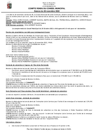 28-11-2022 Compte rendu du conseil municipal